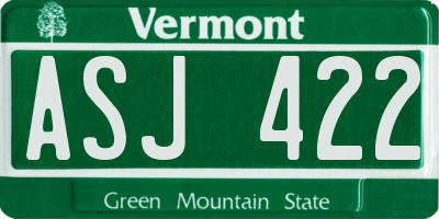 VT license plate ASJ422