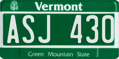 VT license plate ASJ430