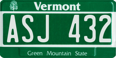 VT license plate ASJ432