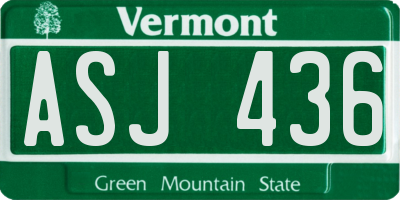VT license plate ASJ436