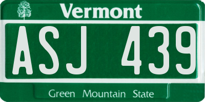 VT license plate ASJ439