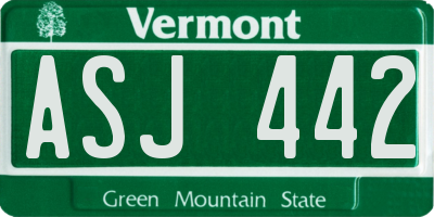 VT license plate ASJ442