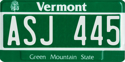 VT license plate ASJ445