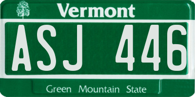 VT license plate ASJ446