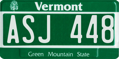 VT license plate ASJ448