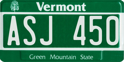 VT license plate ASJ450