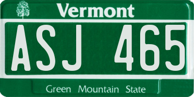 VT license plate ASJ465