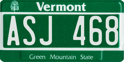 VT license plate ASJ468