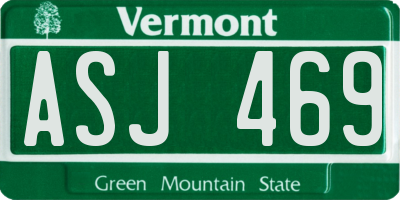 VT license plate ASJ469