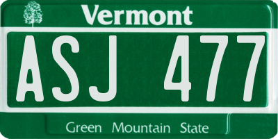 VT license plate ASJ477