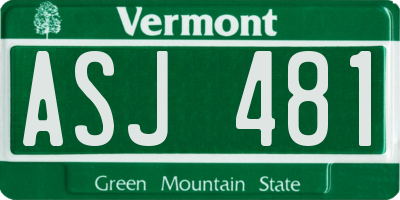 VT license plate ASJ481