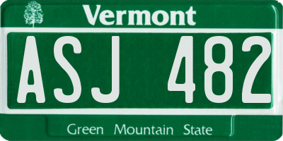 VT license plate ASJ482