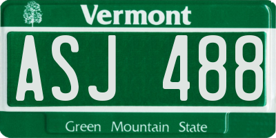 VT license plate ASJ488