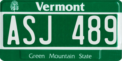 VT license plate ASJ489