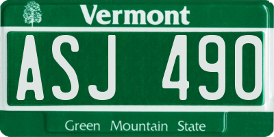 VT license plate ASJ490