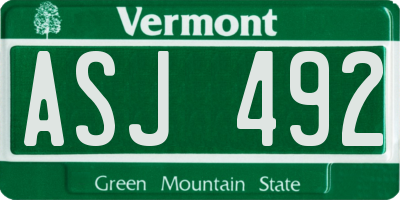 VT license plate ASJ492