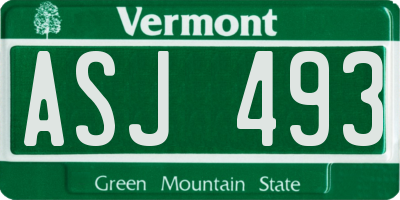 VT license plate ASJ493