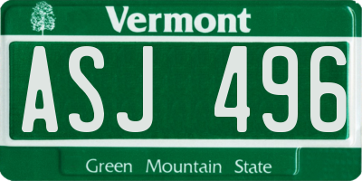 VT license plate ASJ496