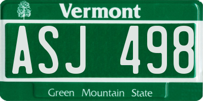 VT license plate ASJ498