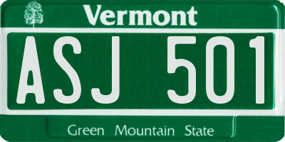 VT license plate ASJ501