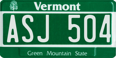 VT license plate ASJ504