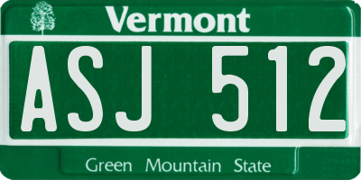 VT license plate ASJ512