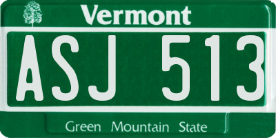 VT license plate ASJ513