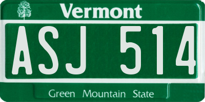 VT license plate ASJ514