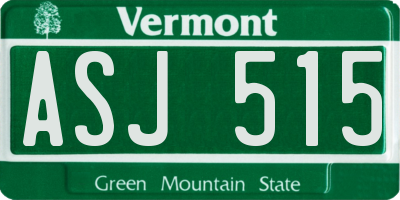 VT license plate ASJ515
