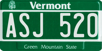 VT license plate ASJ520