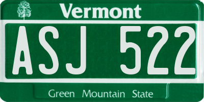 VT license plate ASJ522