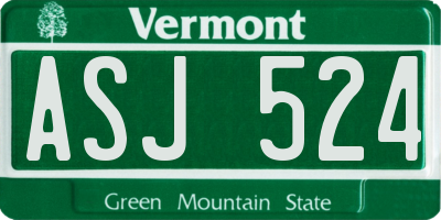 VT license plate ASJ524