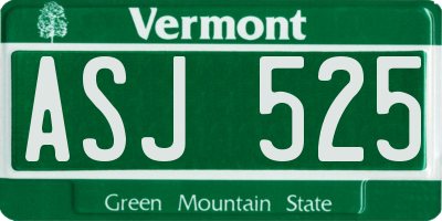 VT license plate ASJ525
