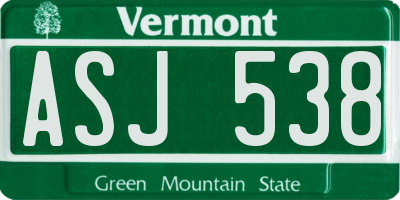 VT license plate ASJ538