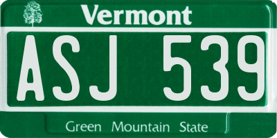 VT license plate ASJ539