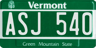 VT license plate ASJ540