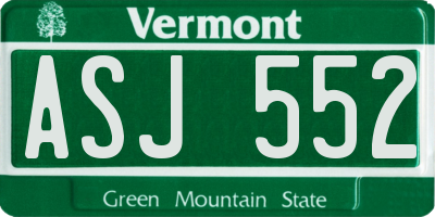 VT license plate ASJ552