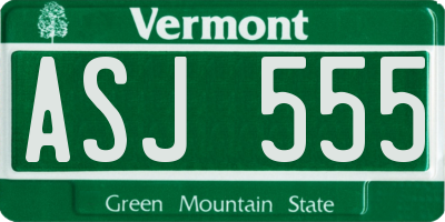 VT license plate ASJ555
