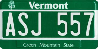 VT license plate ASJ557