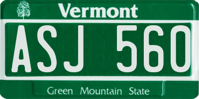 VT license plate ASJ560