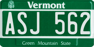 VT license plate ASJ562