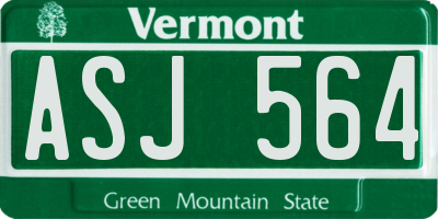 VT license plate ASJ564