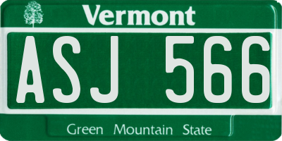 VT license plate ASJ566