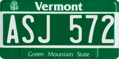 VT license plate ASJ572