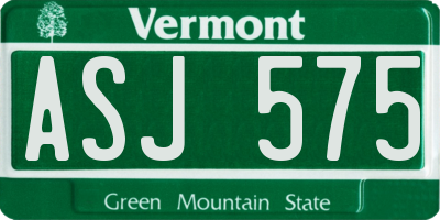 VT license plate ASJ575