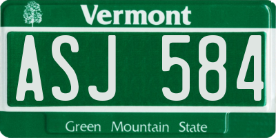 VT license plate ASJ584