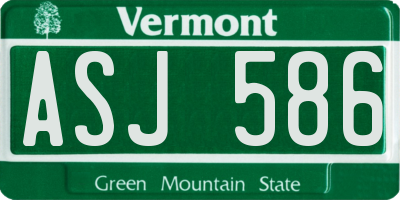VT license plate ASJ586