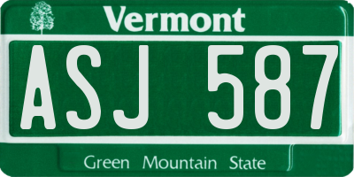 VT license plate ASJ587
