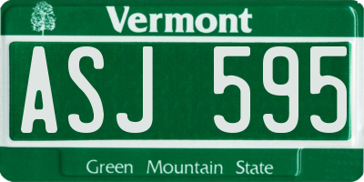 VT license plate ASJ595