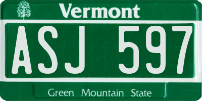 VT license plate ASJ597
